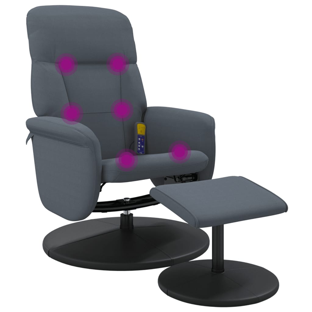 Fauteuil de massage inclinable repose-pied gris foncé velours - XIOS