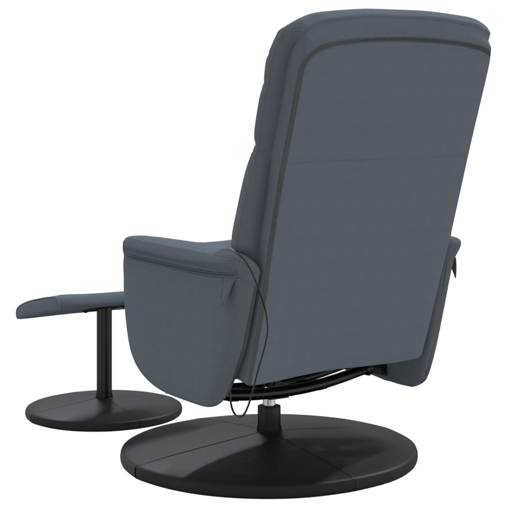 Fauteuil de massage inclinable repose-pied gris foncé velours - XIOS