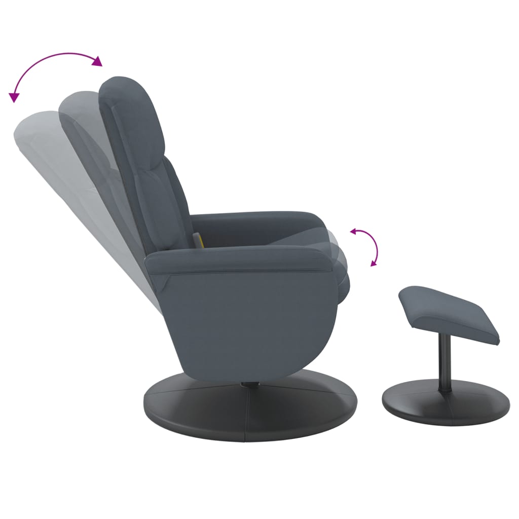 Fauteuil de massage inclinable repose-pied gris foncé velours - XIOS