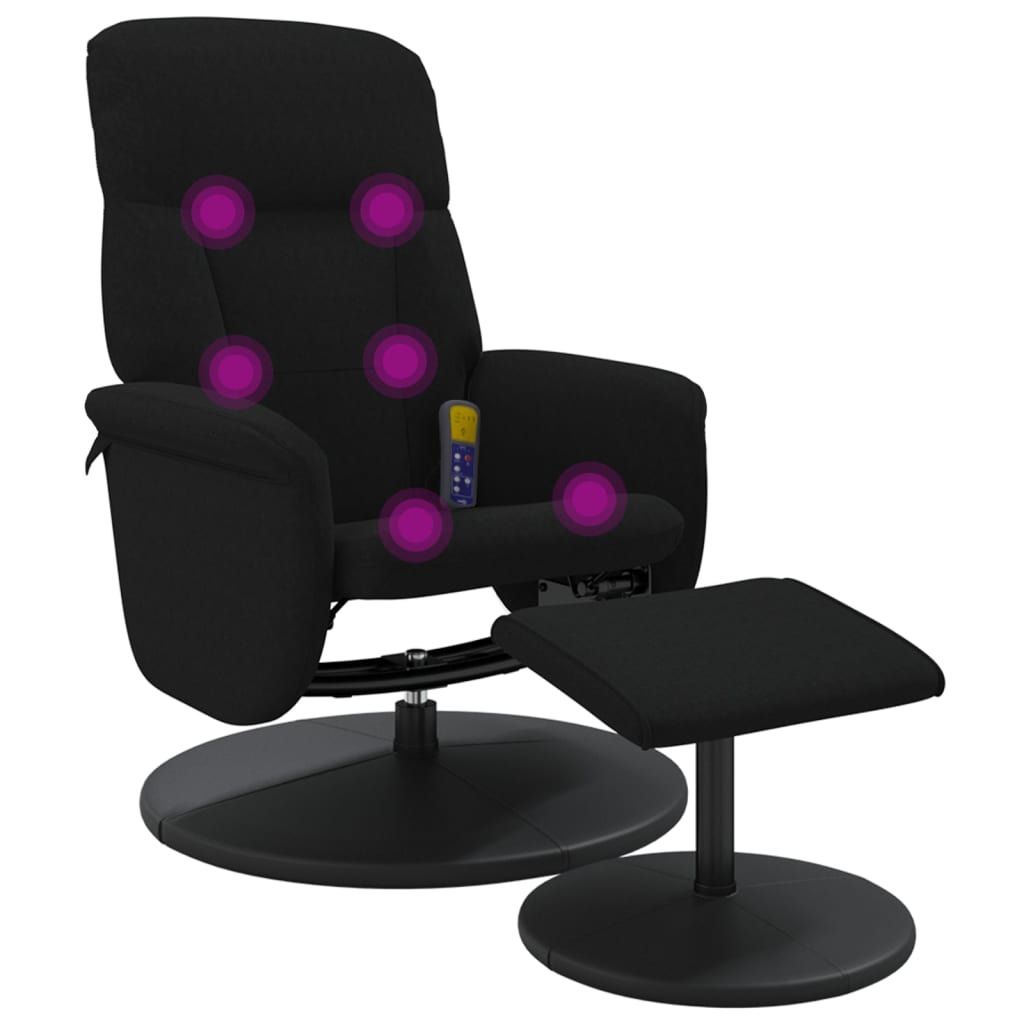 Fauteuil de massage inclinable avec repose-pied noir velours - XIOS