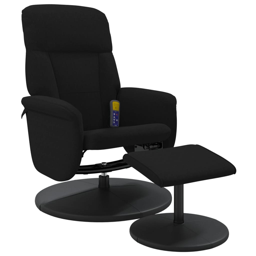 Fauteuil de massage inclinable avec repose-pied noir velours - XIOS