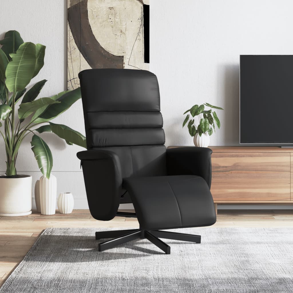 Fauteuil inclinable avec repose-pieds noir similicuir - XIOS