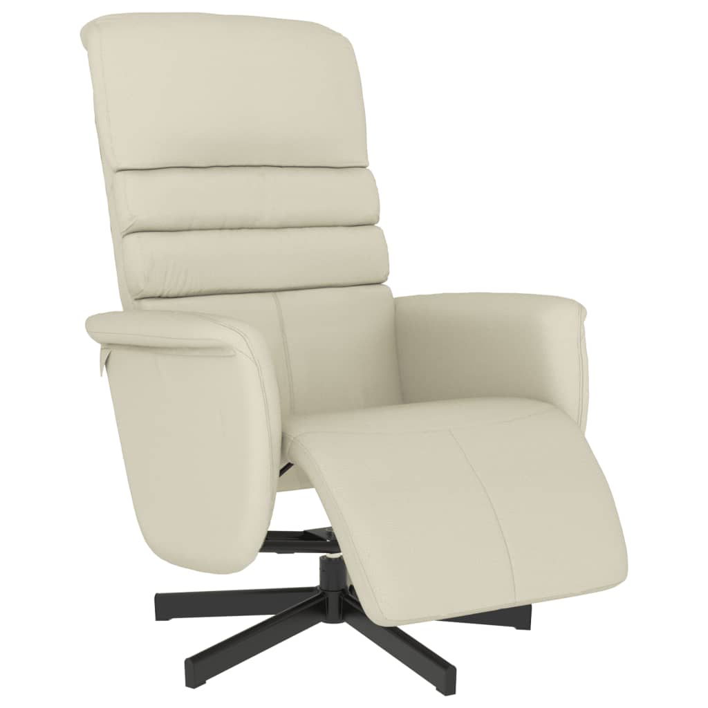 Fauteuil inclinable avec repose-pieds crème similicuir - XIOS