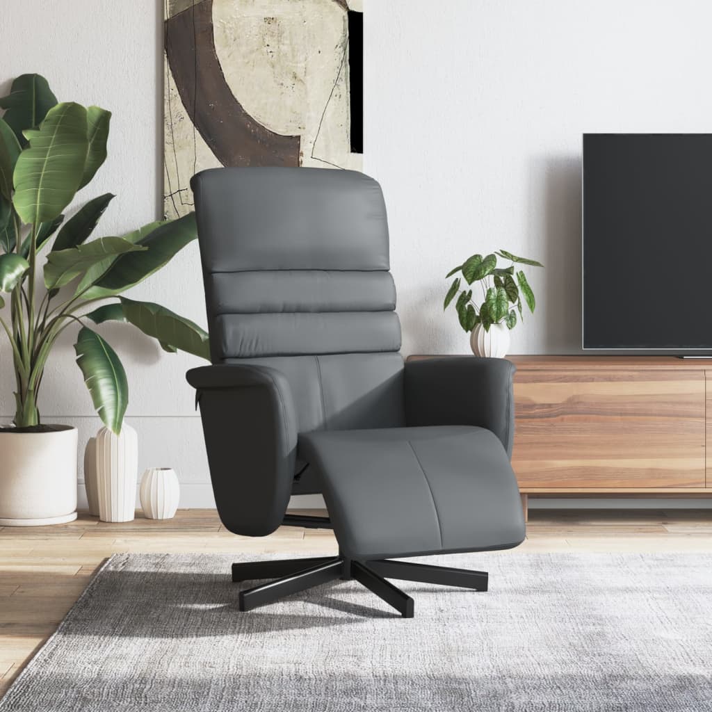 Fauteuil inclinable avec repose-pieds gris similicuir - XIOS