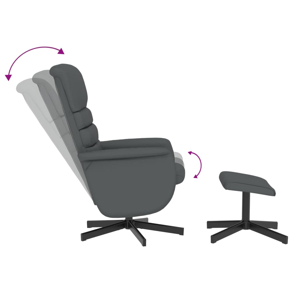 Fauteuil inclinable avec repose-pied gris similicuir - XIOS