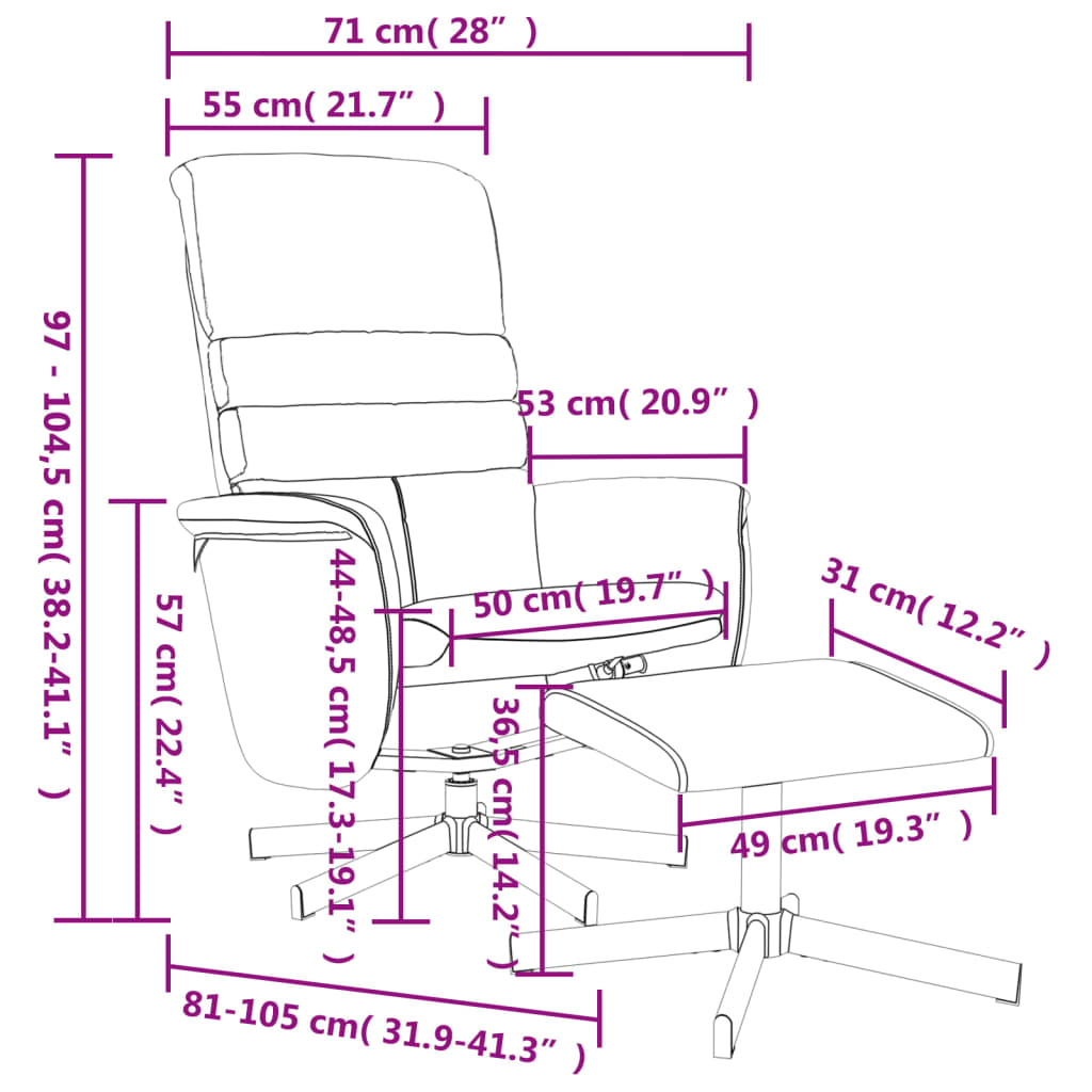 Fauteuil inclinable avec repose-pied gris similicuir - XIOS