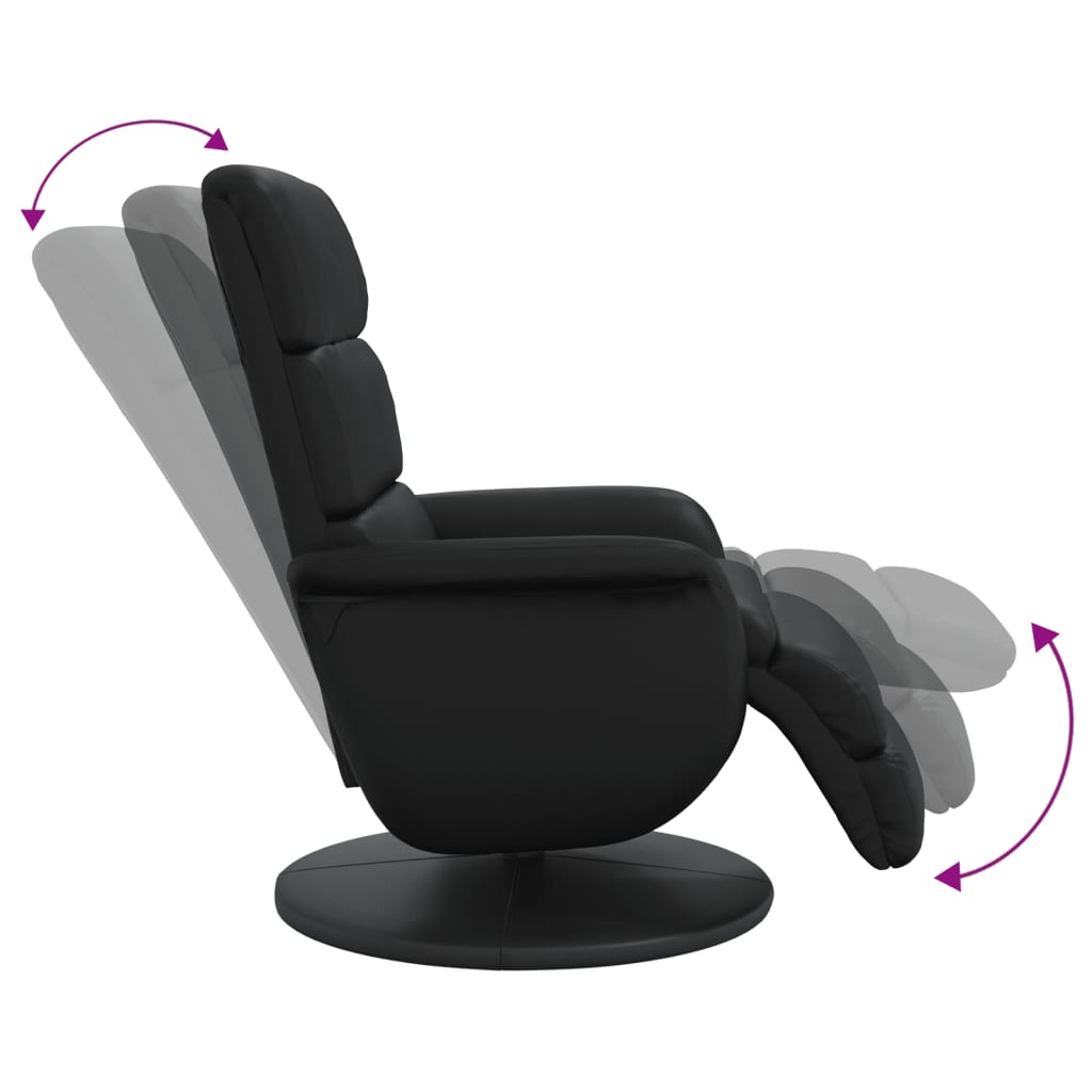 Fauteuil inclinable avec repose-pieds noir similicuir - XIOS