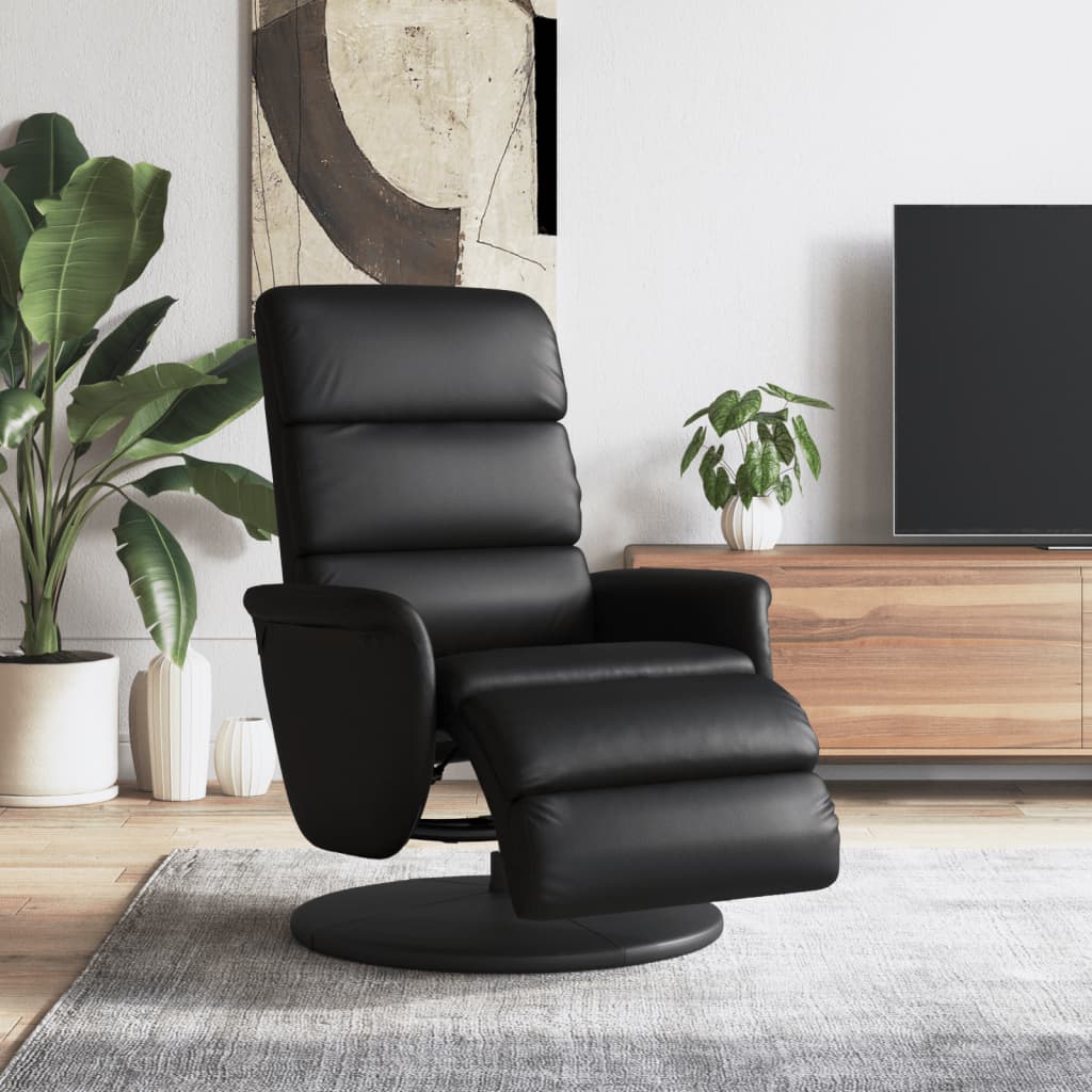 Fauteuil inclinable avec repose-pieds noir similicuir - XIOS