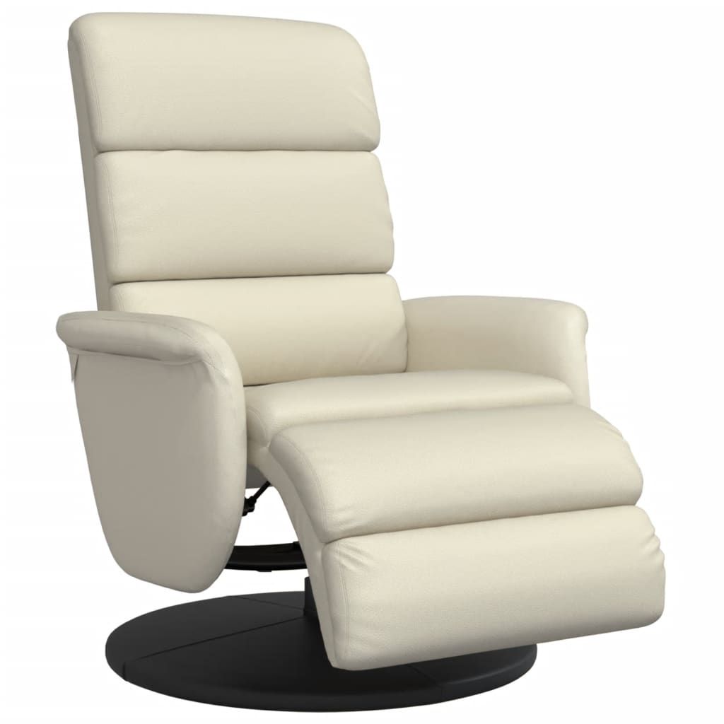 Fauteuil inclinable avec repose-pieds crème similicuir - XIOS