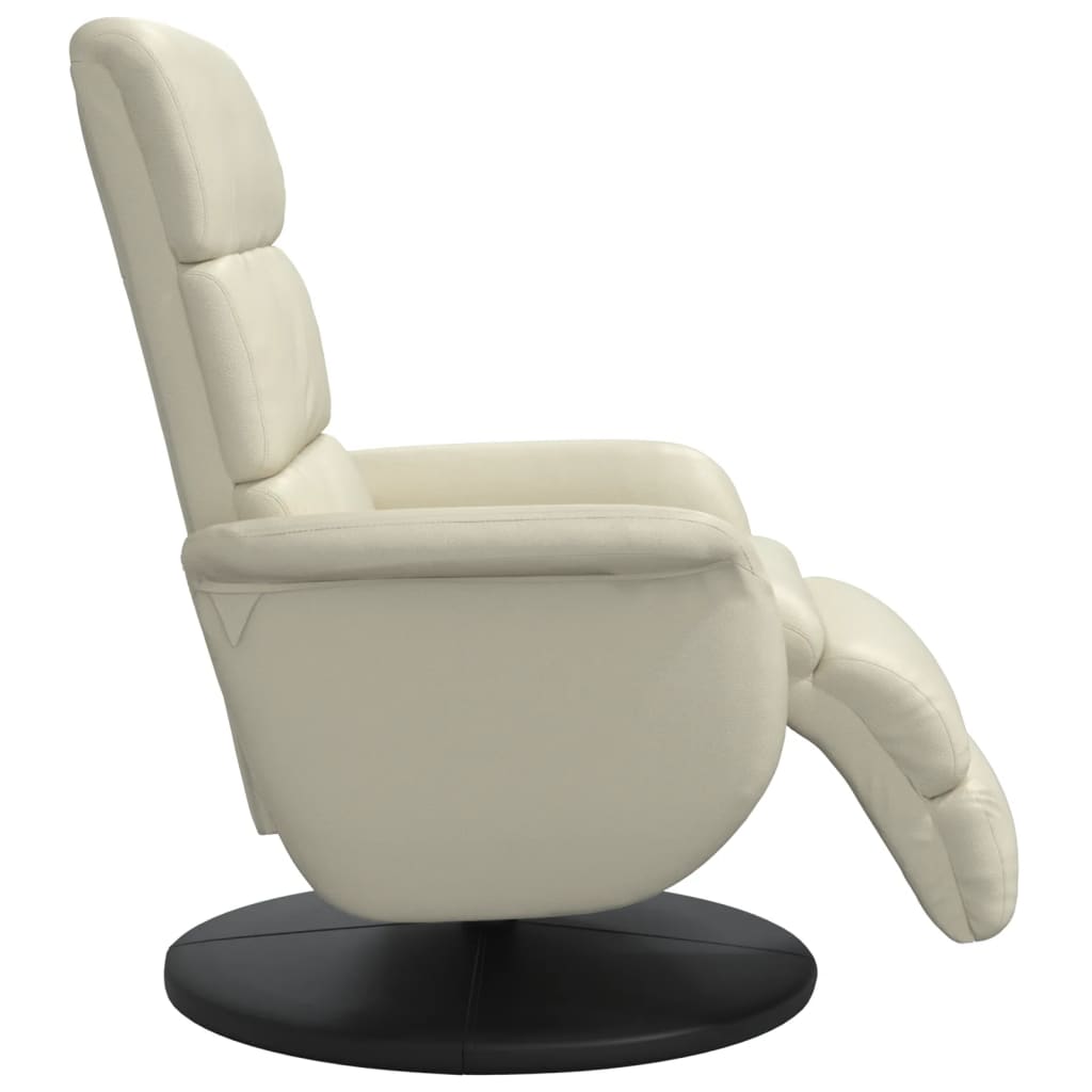 Fauteuil inclinable avec repose-pieds crème similicuir