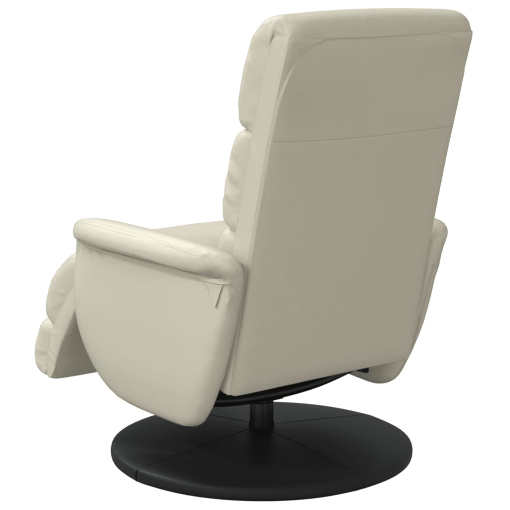 Fauteuil inclinable avec repose-pieds crème similicuir