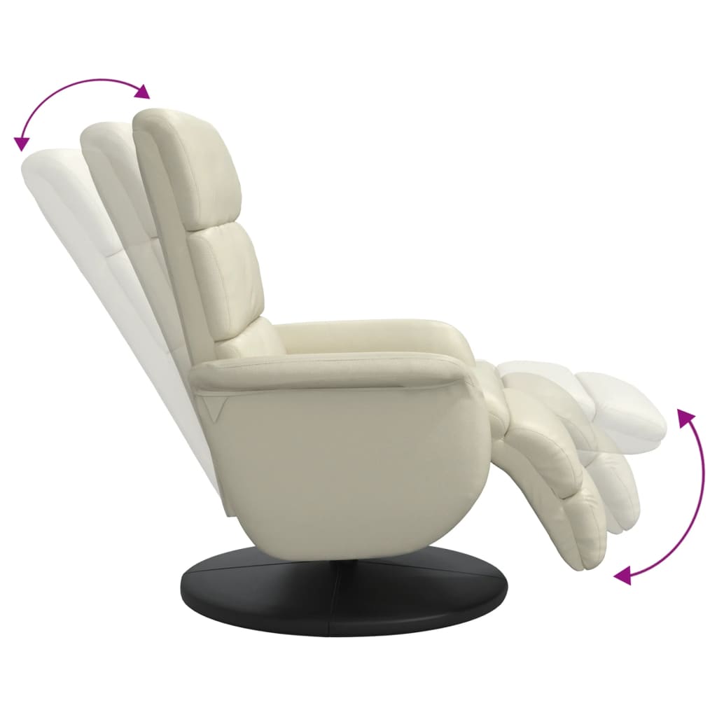 Fauteuil inclinable avec repose-pieds crème similicuir