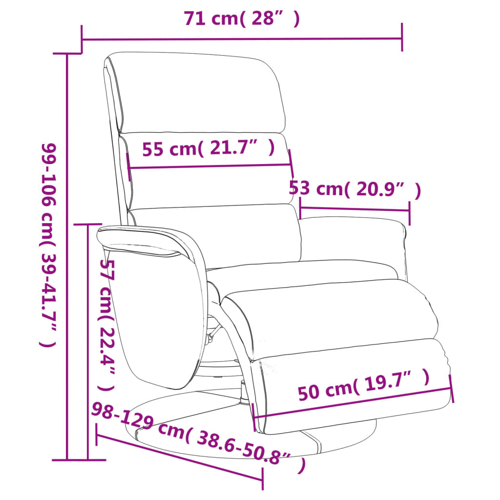 Fauteuil inclinable avec repose-pieds crème similicuir