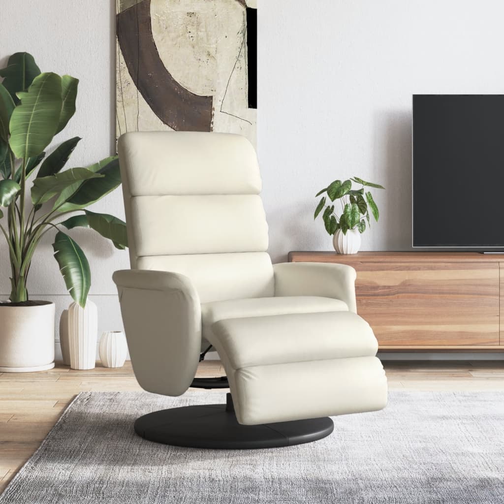 Fauteuil inclinable avec repose-pieds crème similicuir - XIOS