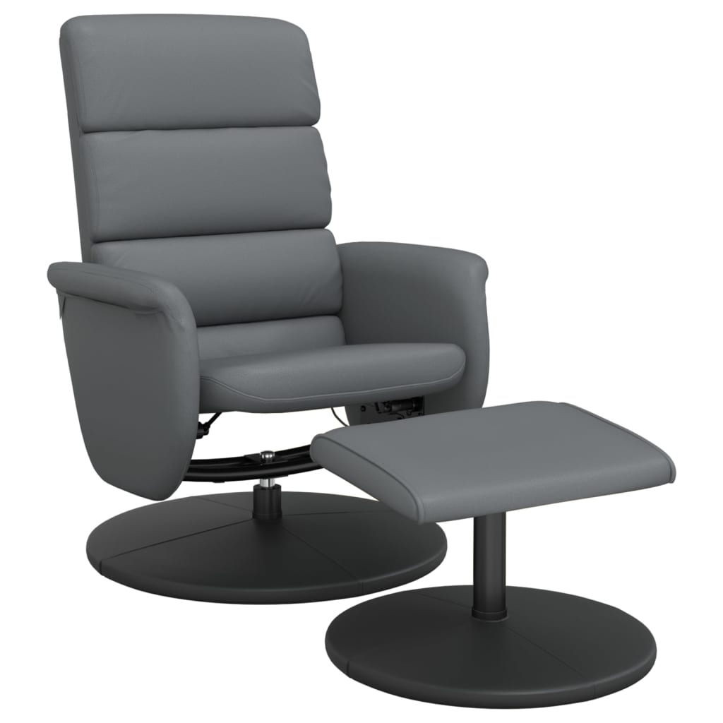Fauteuil inclinable avec repose-pied gris similicuir - XIOS