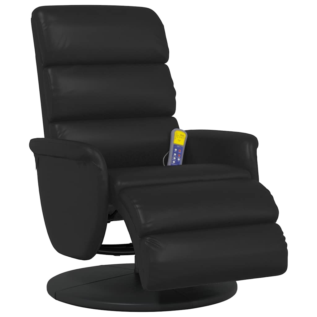 Fauteuil inclinable de massage repose-pieds noir similicuir