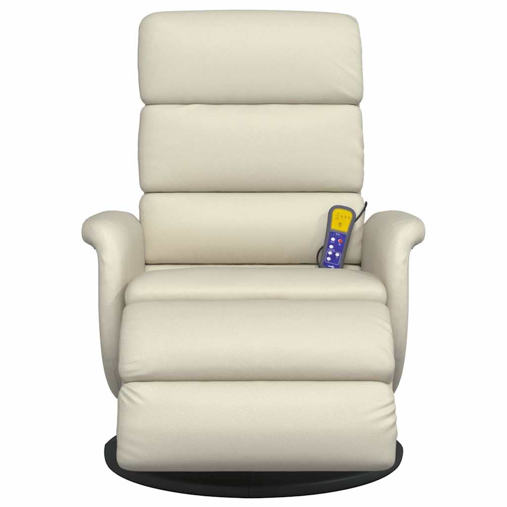 Fauteuil inclinable de massage et repose-pieds crème similicuir - XIOS