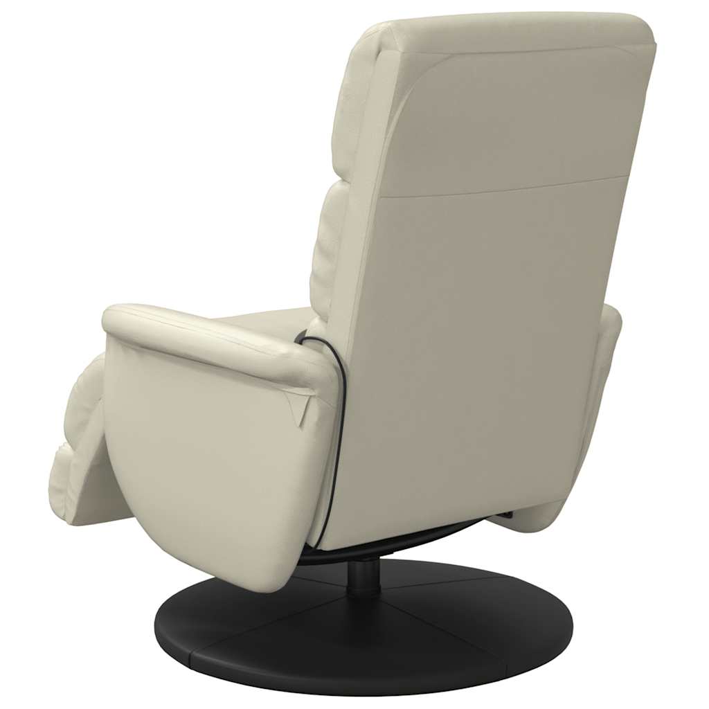 Fauteuil inclinable de massage et repose-pieds crème similicuir - XIOS