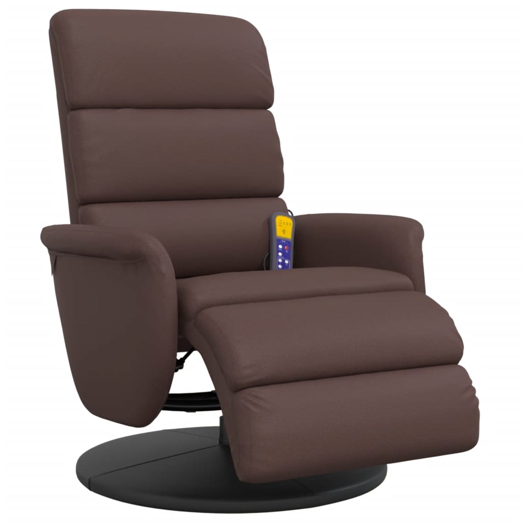 Fauteuil inclinable de massage repose-pieds marron similicuir - XIOS