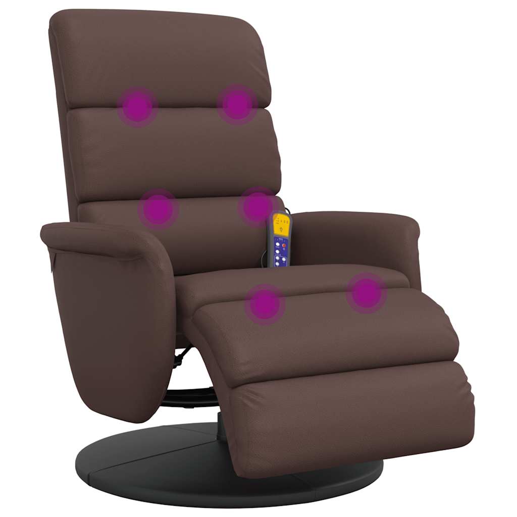 Fauteuil inclinable de massage repose-pieds marron similicuir