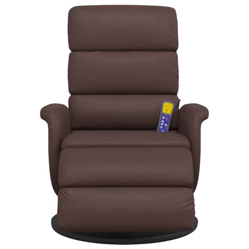 Fauteuil inclinable de massage repose-pieds marron similicuir - XIOS