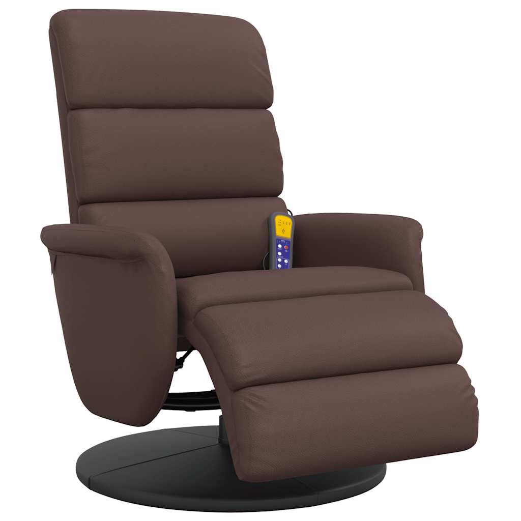 Fauteuil inclinable de massage repose-pieds marron similicuir
