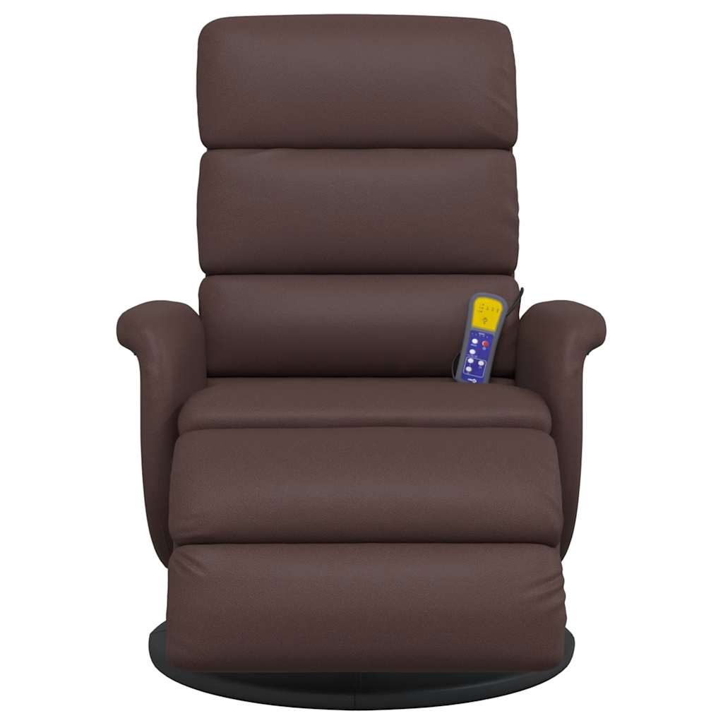 Fauteuil inclinable de massage repose-pieds marron similicuir