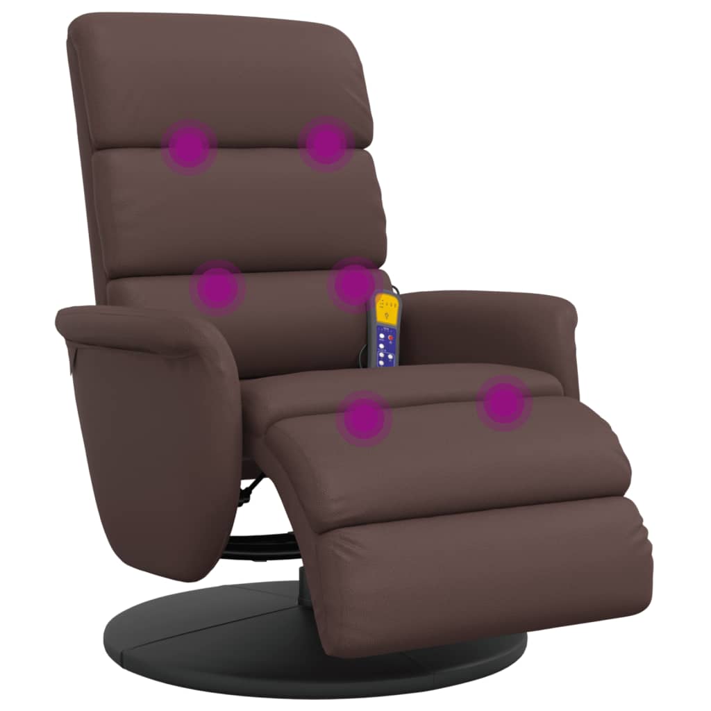 Fauteuil inclinable de massage repose-pieds marron similicuir - XIOS