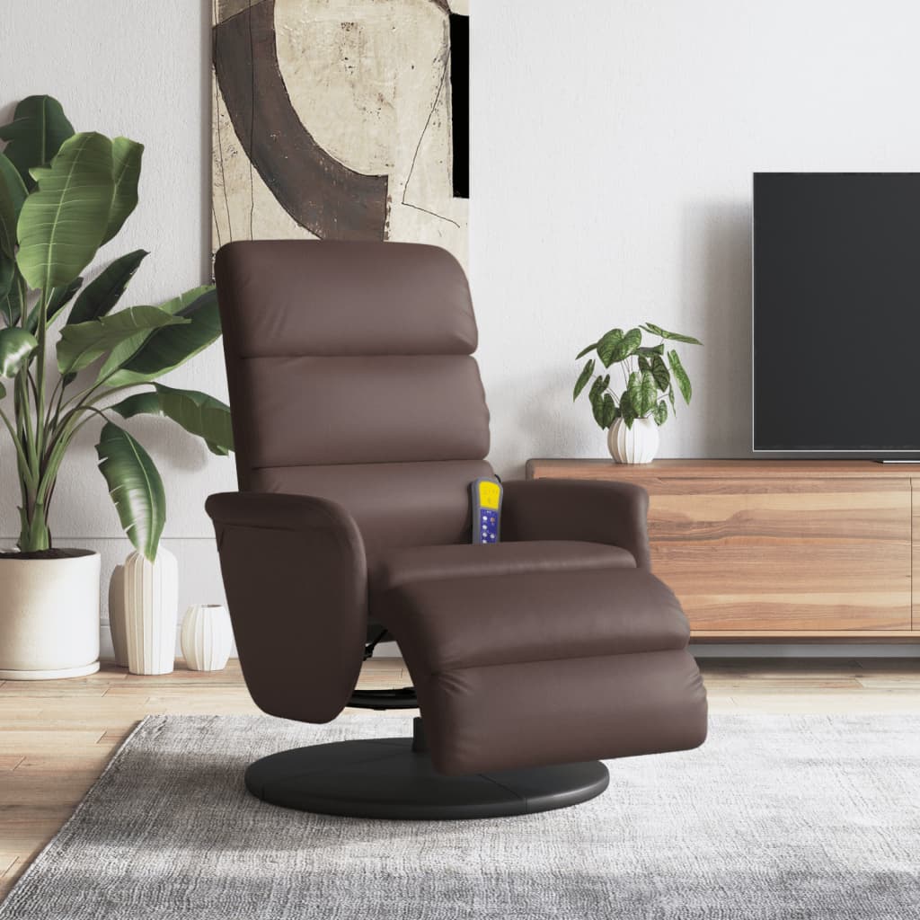 Fauteuil inclinable de massage repose-pieds marron similicuir - XIOS