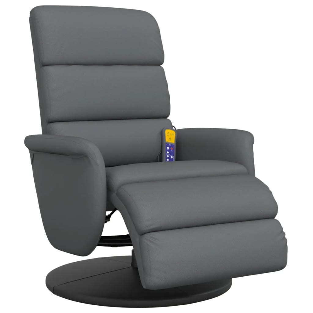 Fauteuil inclinable de massage repose-pieds gris similicuir - XIOS