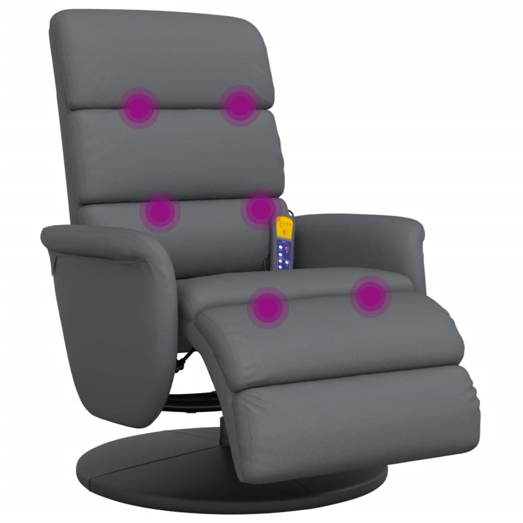Fauteuil inclinable de massage repose-pieds gris similicuir - XIOS
