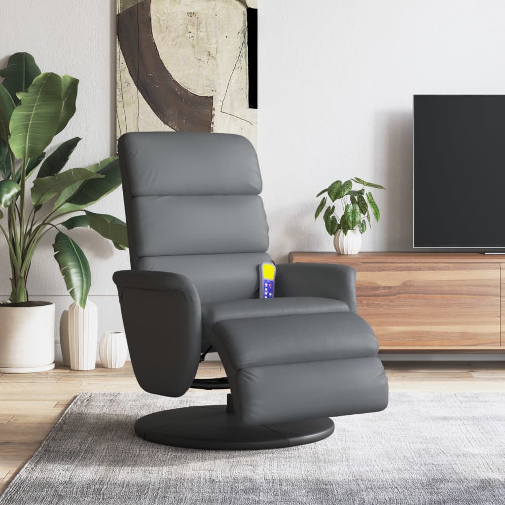 Fauteuil inclinable de massage repose-pieds gris similicuir - XIOS