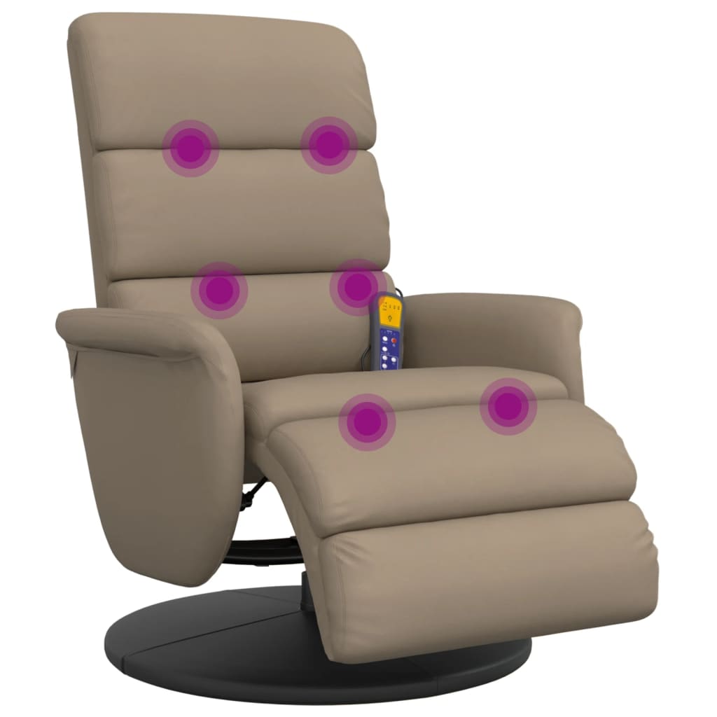 Fauteuil inclinable de massage repose-pieds cappuccino - XIOS