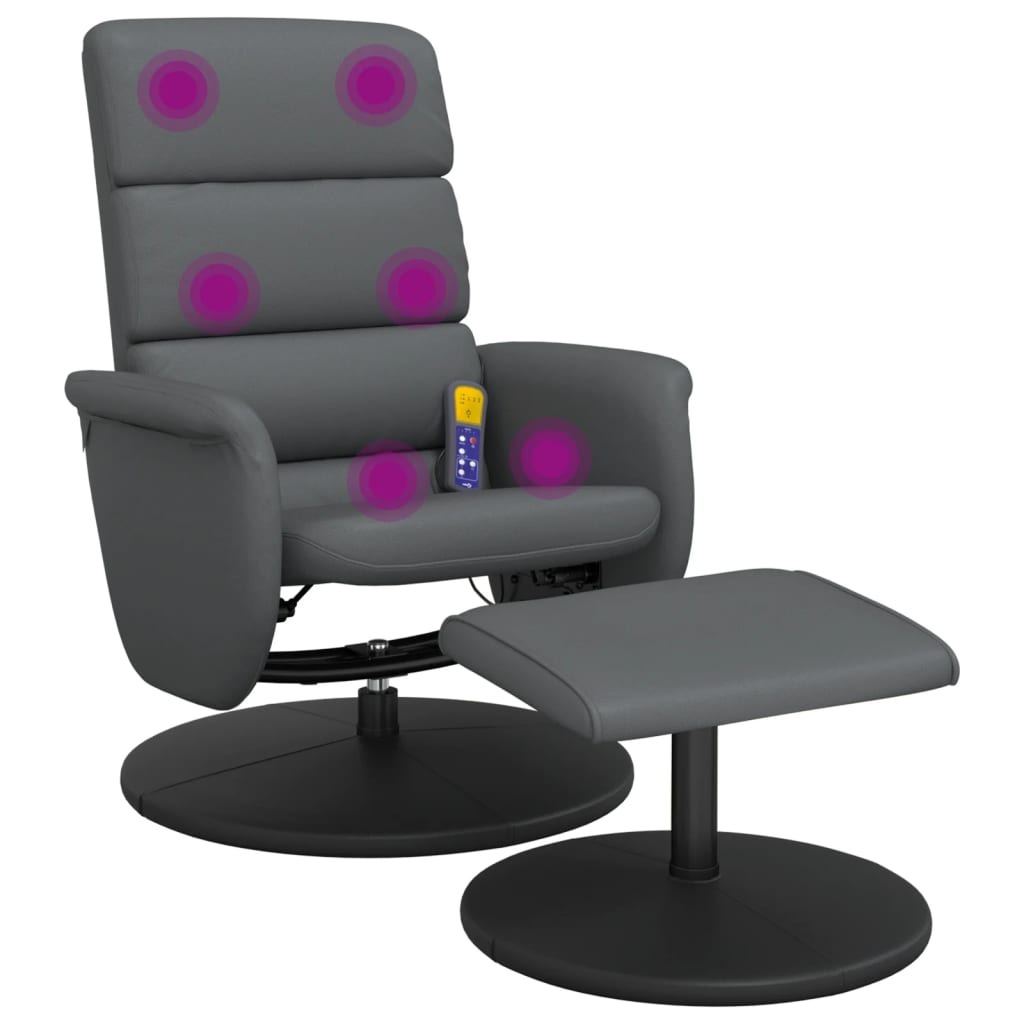 Fauteuil inclinable de massage avec repose-pied gris similicuir - XIOS
