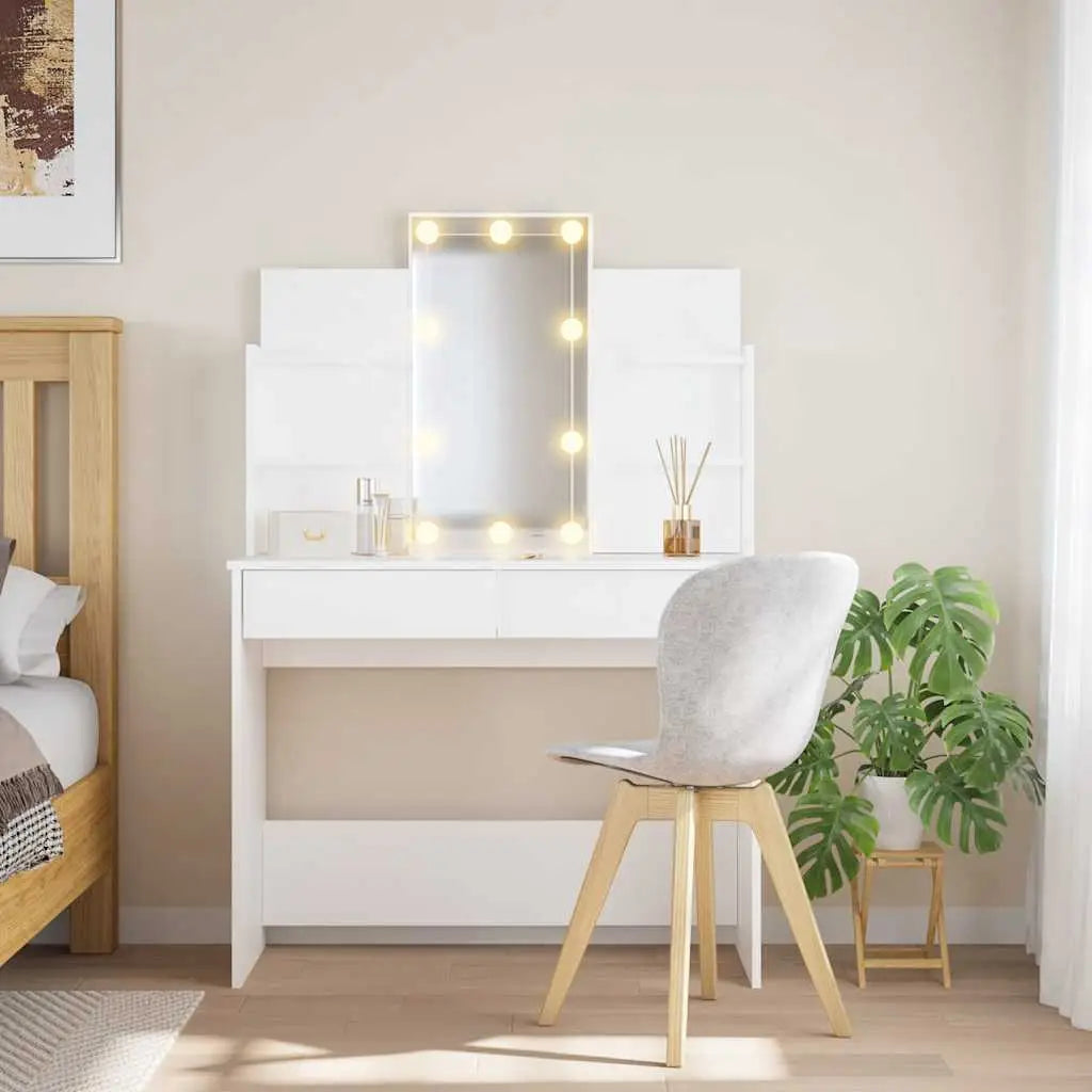 Coiffeuse avec lumières LED blanc 96x40x142 cm - XIOS