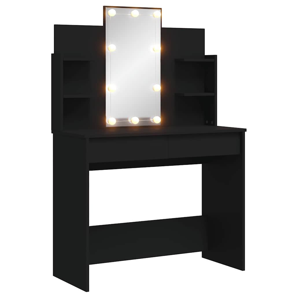 Coiffeuse avec lumières LED noir 96x40x142 cm - XIOS