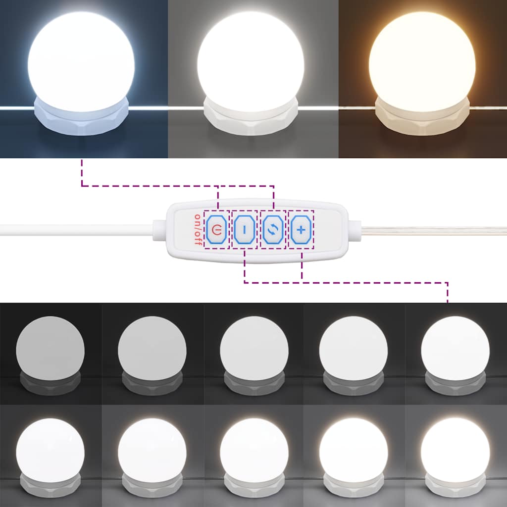 Coiffeuse avec lumières LED noir 96x40x142 cm - XIOS