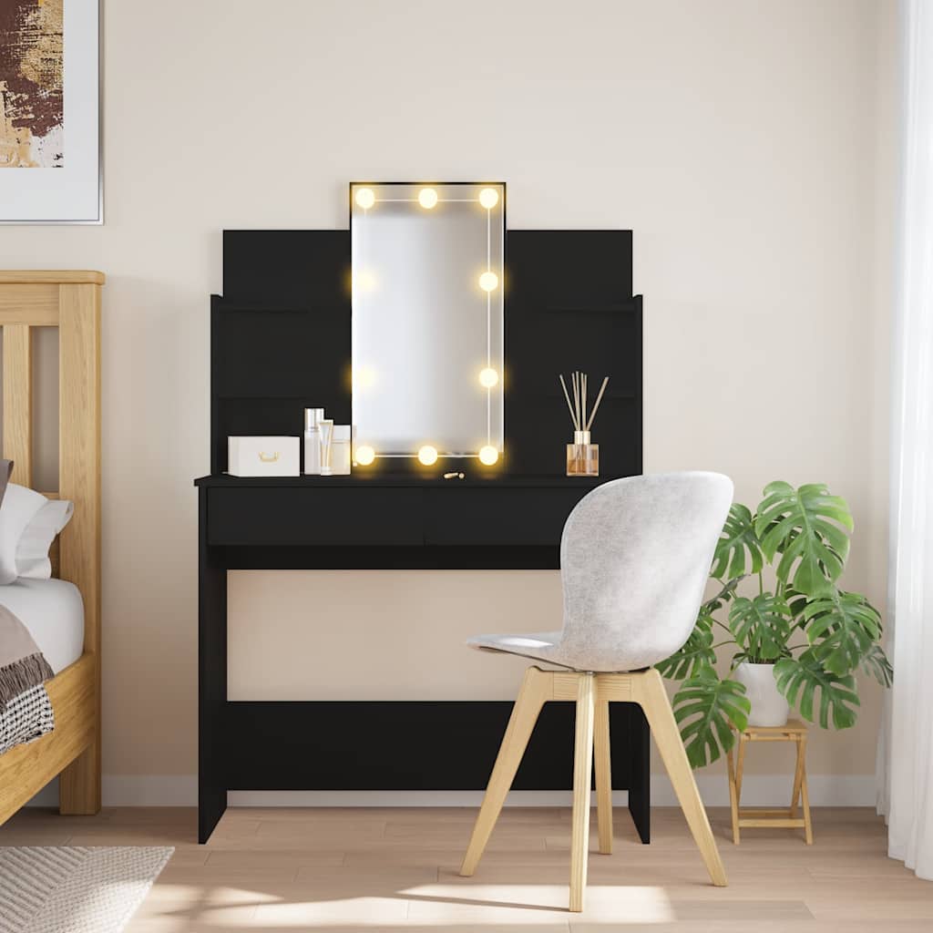 Coiffeuse avec lumières LED noir 96x40x142 cm - XIOS