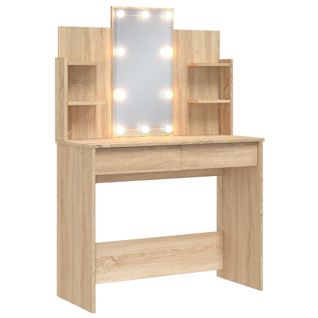 Coiffeuse avec lumières LED chêne sonoma 96x40x142 cm - XIOS