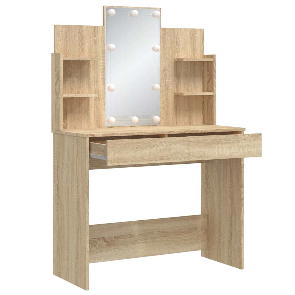 Coiffeuse avec lumières LED chêne sonoma 96x40x142 cm - XIOS