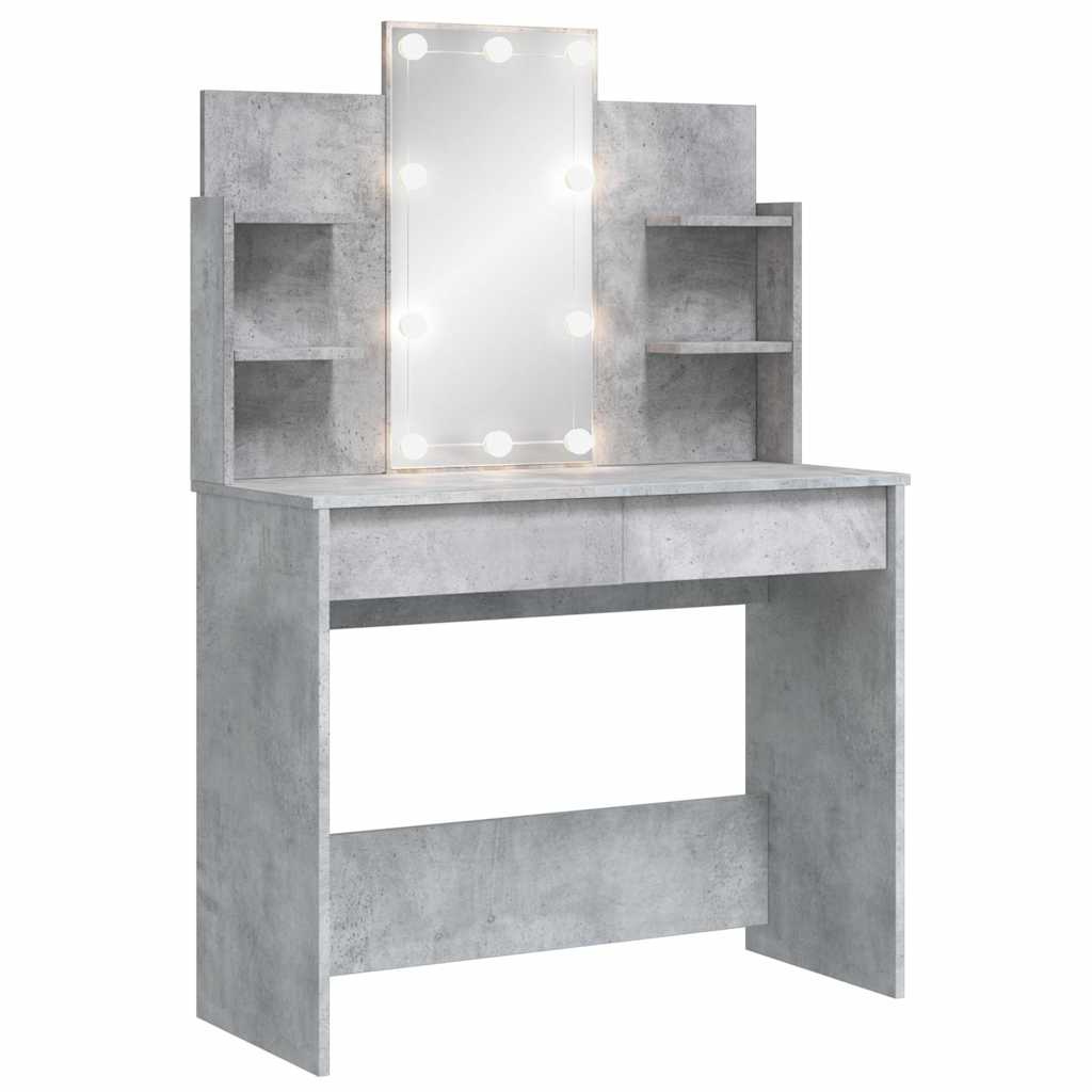 Coiffeuse avec lumières LED gris béton 96x40x142 cm - XIOS