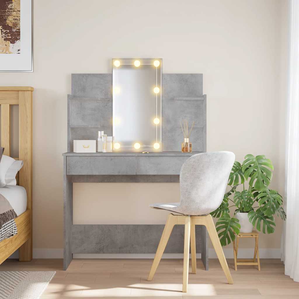 Coiffeuse avec lumières LED gris béton 96x40x142 cm - XIOS