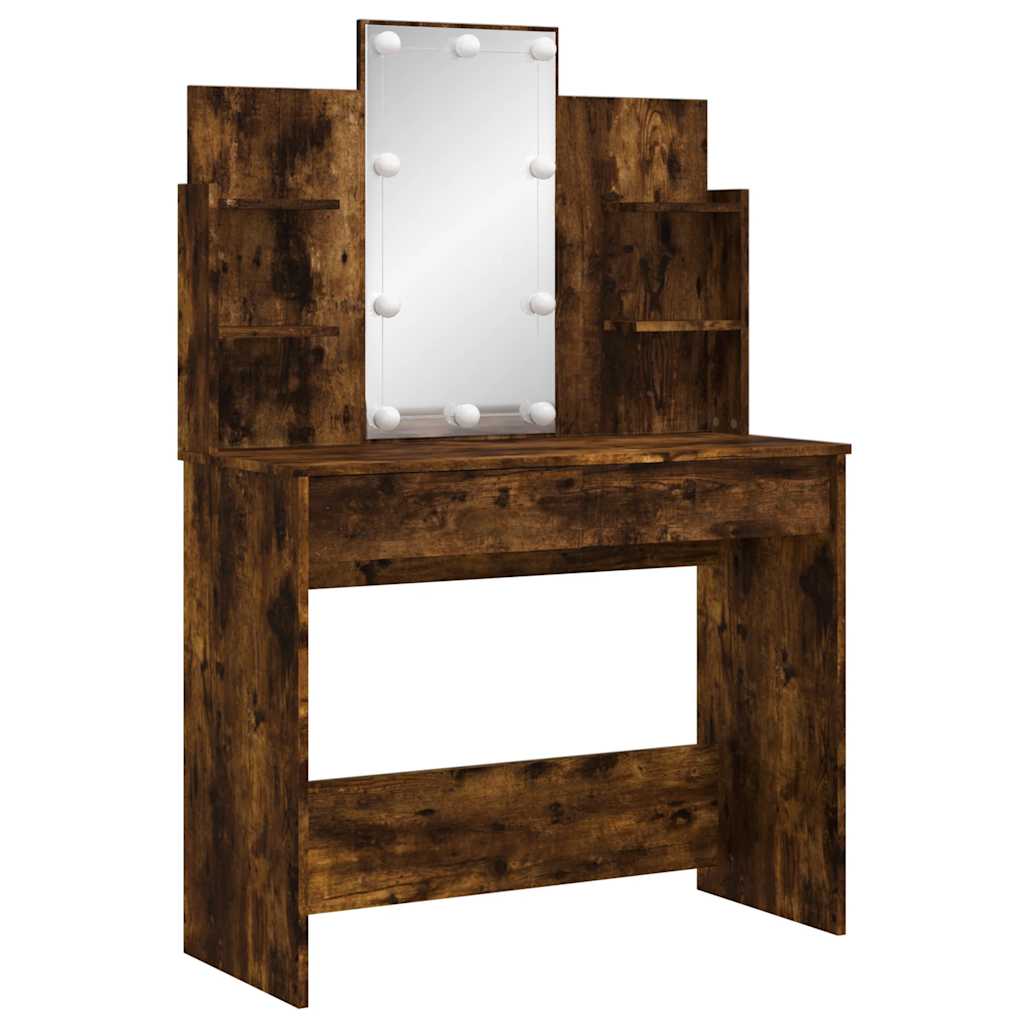 Coiffeuse avec lumières LED chêne fumé 96x40x142 cm - XIOS