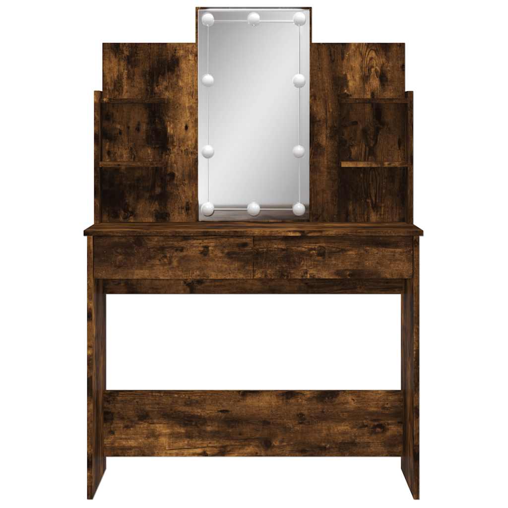 Coiffeuse avec lumières LED chêne fumé 96x40x142 cm - XIOS