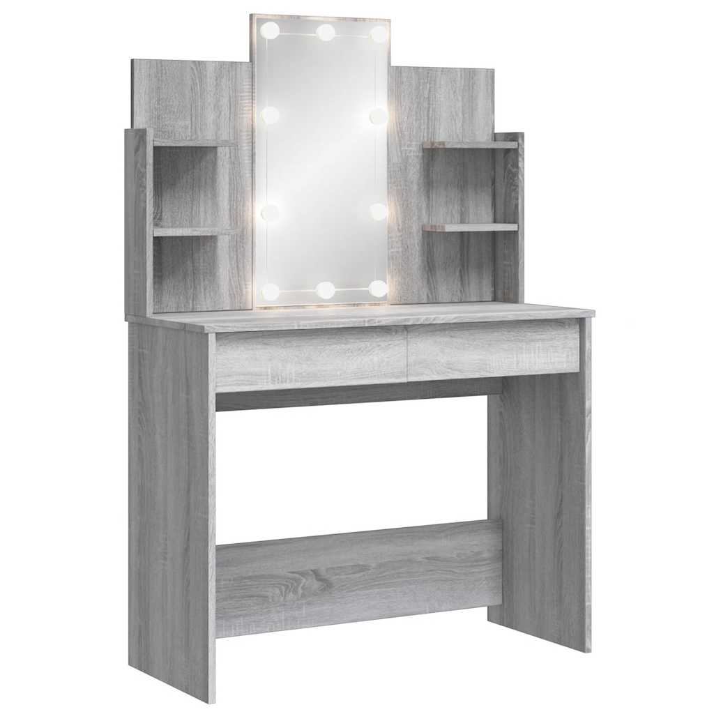 Coiffeuse avec lumières LED sonoma gris 96x40x142 cm - XIOS