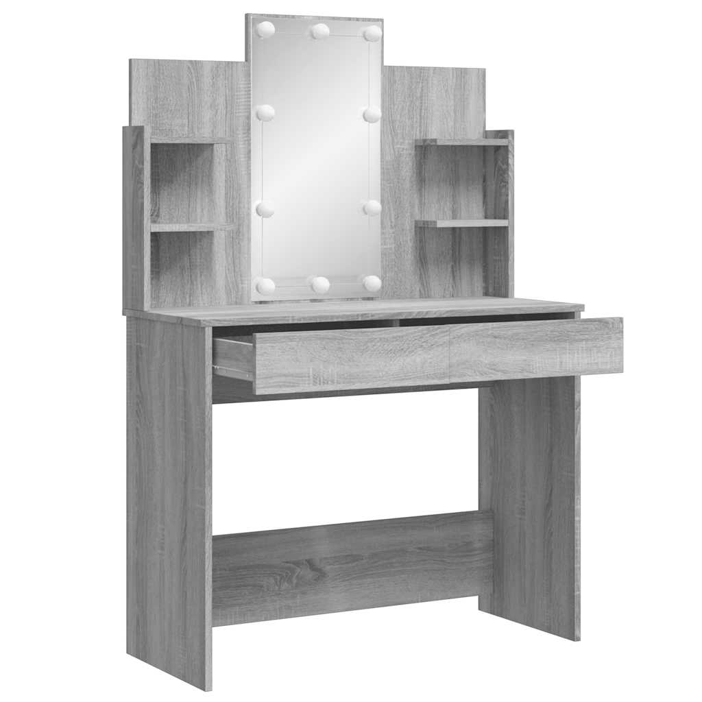Coiffeuse avec lumières LED sonoma gris 96x40x142 cm - XIOS