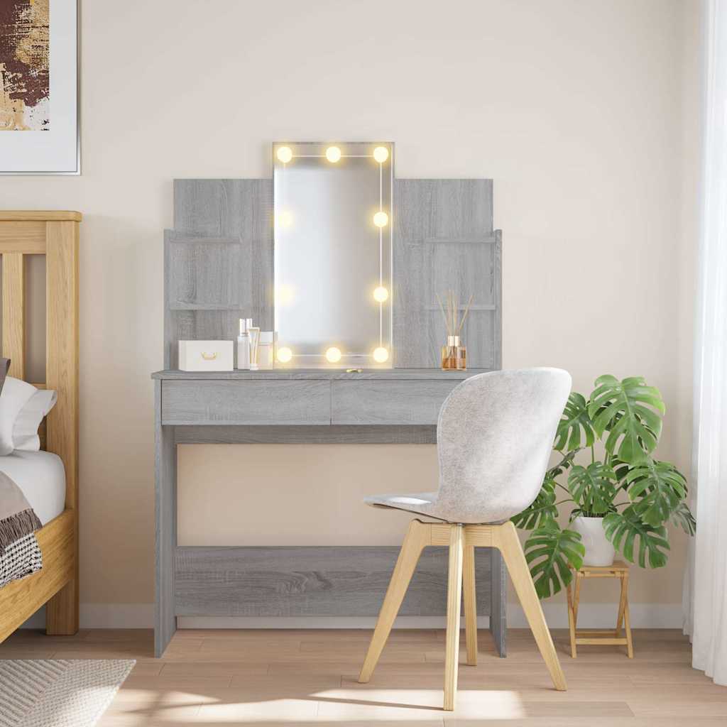 Coiffeuse avec lumières LED sonoma gris 96x40x142 cm - XIOS