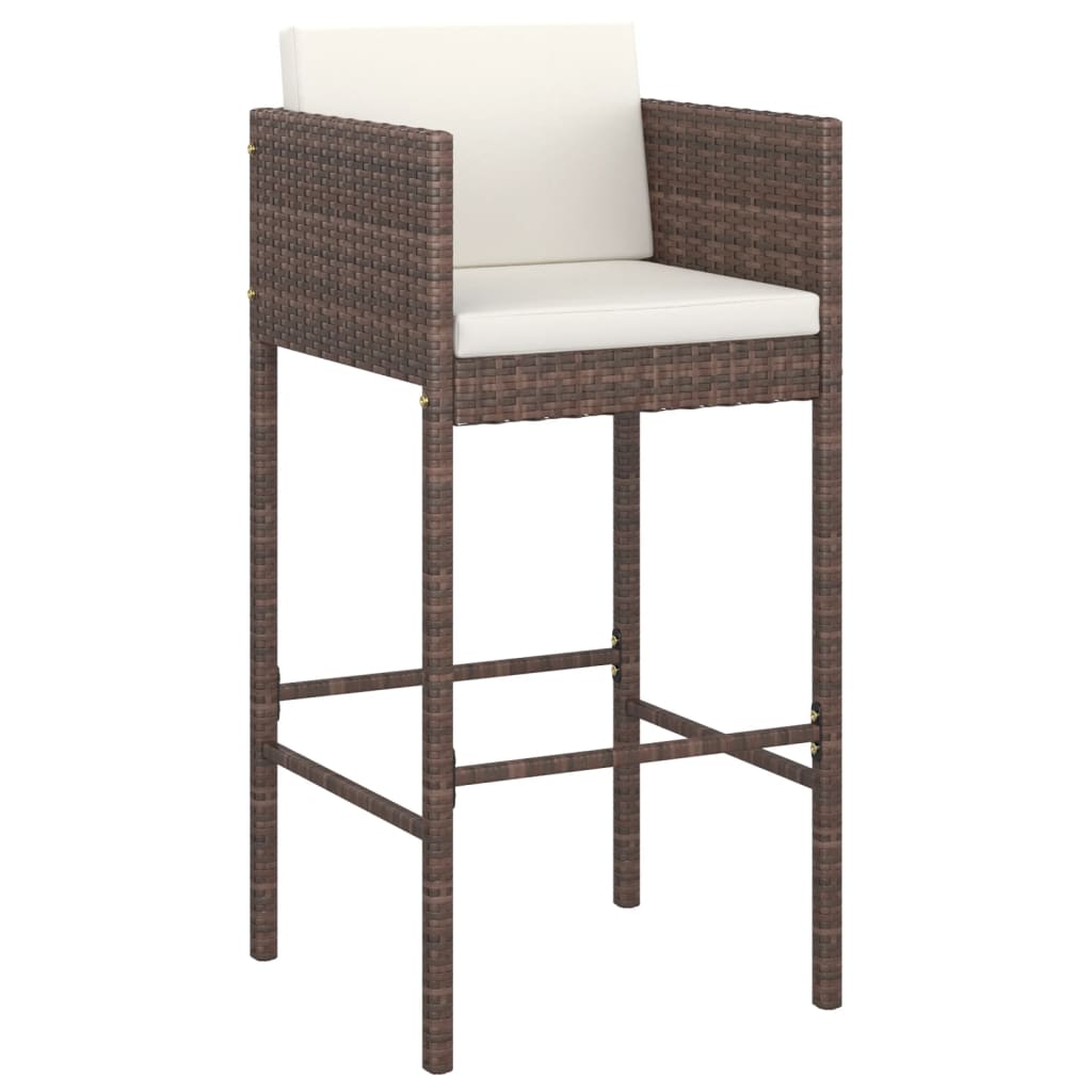 Ensemble de bar de jardin avec coussins 7 pcs marron poly rotin