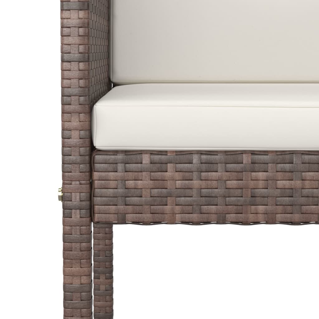 Ensemble de bar de jardin 9 pcs avec coussins marron poly rotin