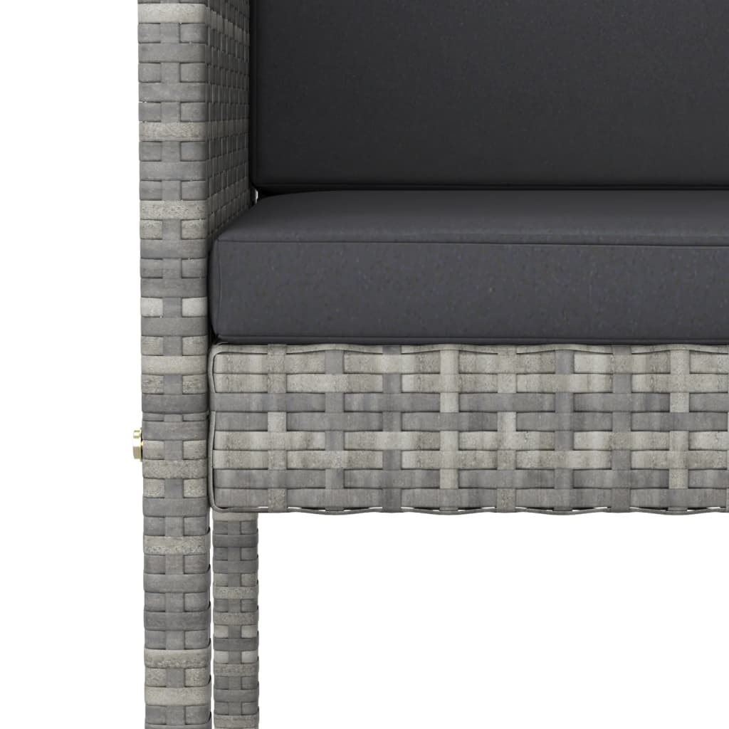 Ensemble de bar de jardin 9 pcs avec coussins gris poly rotin